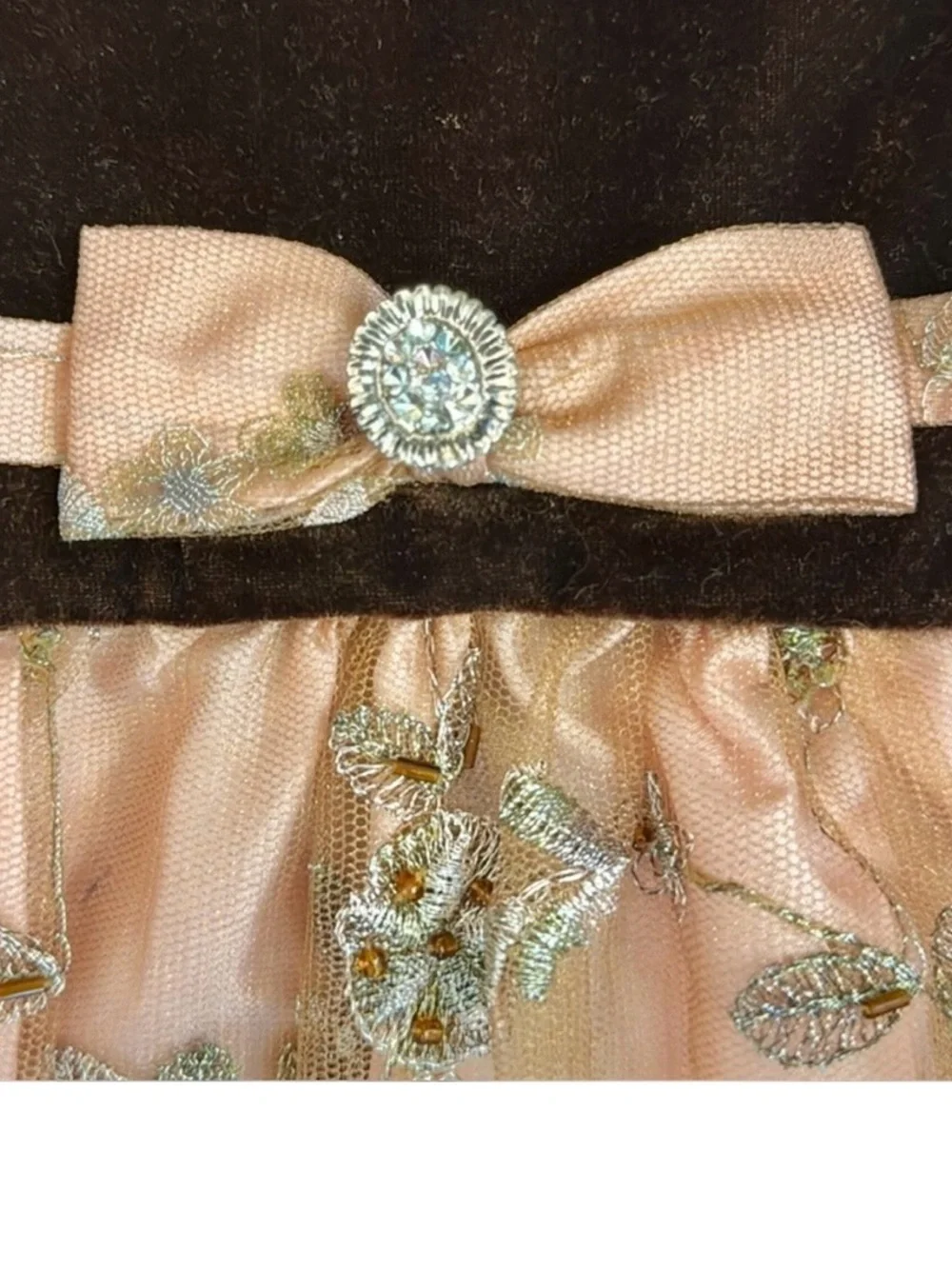 Laura Ashley Toddler Velvet Holiday Dress Pink Embroidered Party 24M Beaded Bow